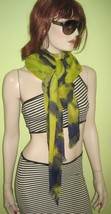 Vintage WOMEN&#39;S Ladies Light Green Distressed Pattern Fashion Long SCARF Wrap  - £15.97 GBP