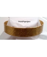 Handmade Gold Metal Textured Cuff Bracelet - £5.50 GBP
