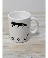 Vintage Waechtersbach Spain Mug Cup Black Fox Pawprints Etched Design Rare - $20.56 CAD