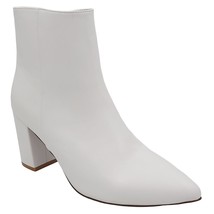 Smash Shoes Women Chunky Block Heel Ankle Bootie Chiku Size US 10 White - $33.66