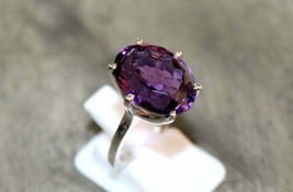 Large Amethyst Ring Natural Amethyst Ring 10 Ct Amethyst Statement Ring Big Ring - £51.78 GBP