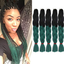 Doren Jumbo Braids Synthetic Hair Extensions 5pcs, black-dark green - $24.69