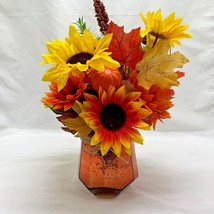 Floral Fall Arrangement Artificial Flowers Autumn Sunflowers Leaves - £22.82 GBP