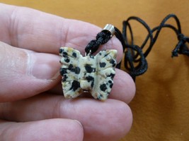 (an-but-25) Butterfly spotted Jasper simple carving PENDANT necklace gem... - $7.70