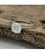 2Ct Corte Redondo Moissanita 14K Oro Blanco Chapado Plata Novia Ring Set... - €131,79 EUR