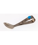 Argent Sterling Navajo Bébé Cuillère Signé &quot; Jc &quot; Avec Turquoise Accent - $2,342.30 MXN