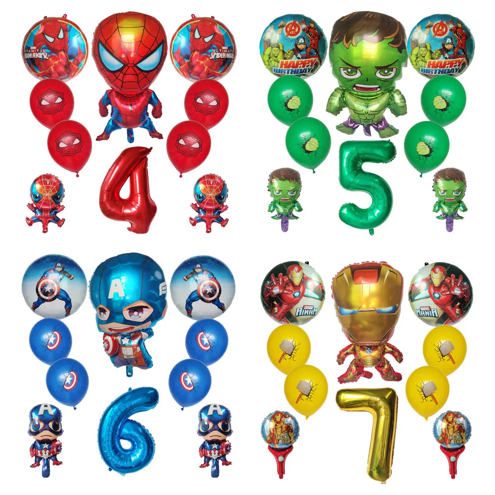 10pcs The Avengers Spiderman Aluminum Foil Balloons Kids Birthday Party - £11.03 GBP+