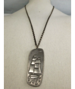 Pewter 1960S Sailing Ship necklace #187 24” Chain No Clasp Denmark Jerge... - €40,40 EUR