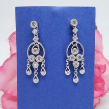 ATI Clear Crystal &amp; 925 Sterling silver Dangle Earrings - £19.48 GBP