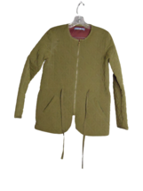 Signature Weekend Quilted Zippered Jacket W/Cinch Waist Army Green Women... - $23.76