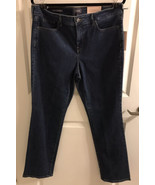 NEW NYDJ Womens Marilyn Straight Batik Blue Jeans Size 14-Lift/Tuck Tech... - £35.60 GBP