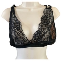 New Avid Love Womens Size XXXL Black Lace Bra Adjustable Straps Sheer Bralette - $14.84