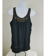 Style &amp; Co black dressy tank black with bronze accent beads size 4 - £8.69 GBP