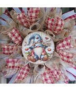 Ladybug Gnome Door Wreath  Burlap Mesh Rustic Home Decor  Daisy Entry Accent  26 - $69.99
