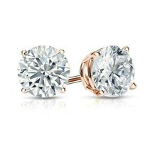 4.75Ct Imitación Diamante Pendientes de Presión Real 14K Chapado en Oro Rosa - £84.67 GBP