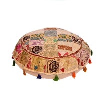 Vintage Patchwork Floor Cushion Cover Cotton Embroidered Pillowcase Cover Throw - £13.82 GBP+