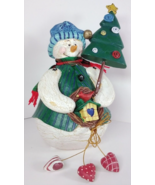 Snowman Decorating For Christmas 7&quot; Holiday Figure Decoration w/ Crackle... - £11.40 GBP