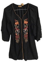WRANGLER Womens Dress Black Floral Embroidered Shift Bell Sleeves Western Small - £14.33 GBP