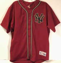 New York Yankees Vintage 90s MLB AL Majestic Burgundy Sewn Logo Jersey XL - $72.70