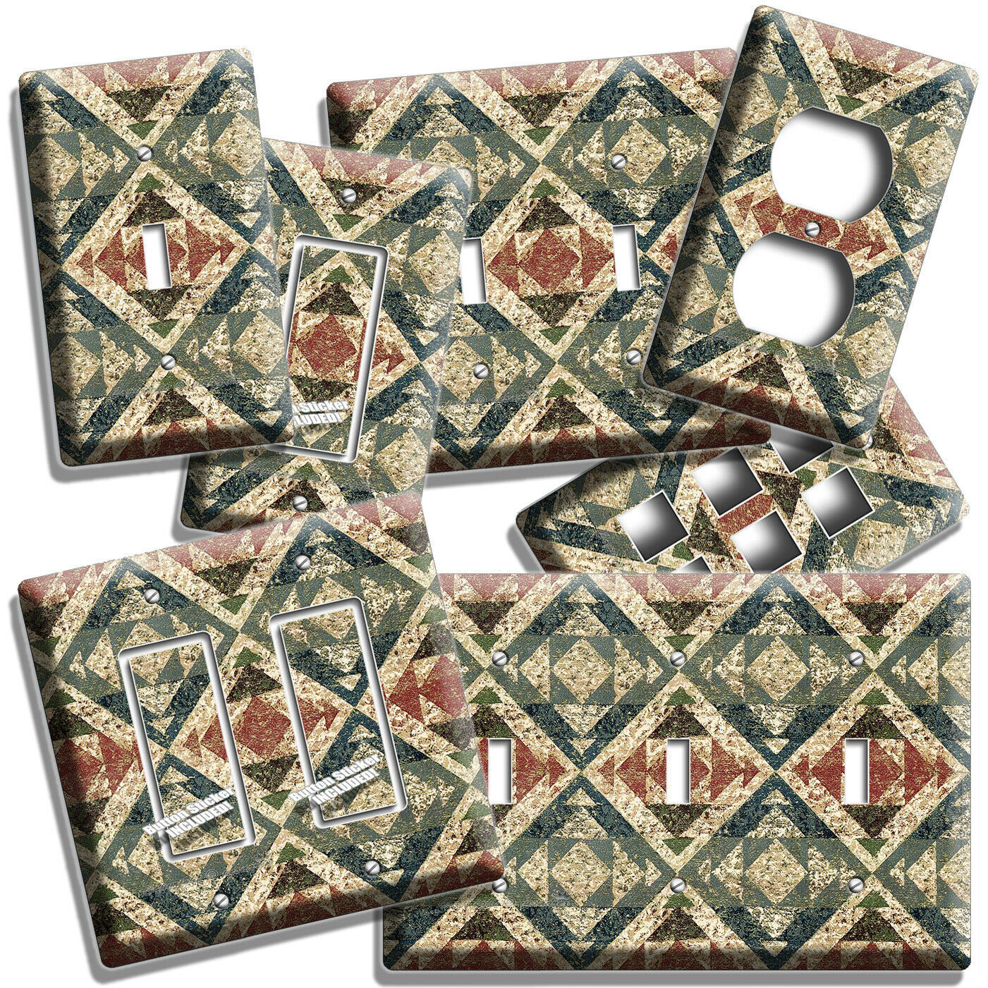 RUSTIC LATIN SOUTHWEST OLD RUG PATTERN LIGHT SWITCH OUTLET WALL PLATE ROOM DECOR
