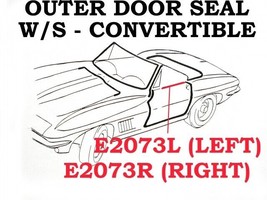 1964-1967 Corvette Weatherstrip Outer Door Seal Convertible USA Left - $24.70