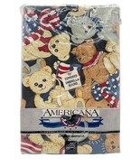 Vtg Americana Teddy Bear 70&quot; Round Umbrella Vinyl Tablecloth Zipper Flan... - $26.44 CAD
