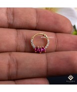 Paisley 14K Septum in Gold with Pink Marquis Diamond Nose ring daith pie... - $301.73 CAD+