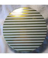 Vintage 8 1/2 inch round gold and white empty tin - £19.74 GBP