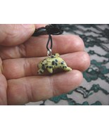an-dol-5) DOLPHIN porpoise White black spotted carving Pendant NECKLACE ... - $145.50 MXN