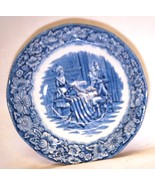 Liberty Blue Staffordshire Dessert Bowl Blue &amp; White Floral Rim Scenes i... - $17.95 CAD