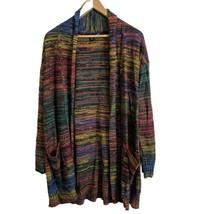 United States Sweaters Sz L Womens 3/4 Sleeve Open Front Cardigan Mulicolor - £13.72 GBP
