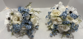 2pc set Steel Blue / Gray and white Artificial Bouquets For Bridesmaids DYI - $27.55