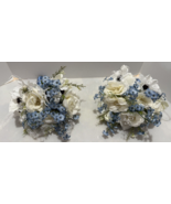 2pc set Steel Blue / Gray and white Artificial Bouquets For Bridesmaids DYI - €23,58 EUR