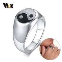 VNOX Retro Stainless Steel Ying &amp; Yang / Buddhism Theme Ring - Unisex - £16.77 GBP