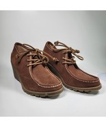 SPERRY Top-sider Brown Suede Wedge Lace Up Ankle Booties Size 8 M - $39.89 CAD