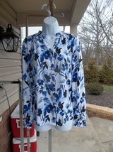 Nwt Karl Lagerfeld Gorgeous Blue Floral Print Blouse S - £23.91 GBP