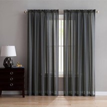 Better Homes & Gardens Satin Stripe Window Curtain Panel Grey 54'' x 54'' - £11.79 GBP