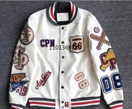 Customized Chenille Embroidery Patches Vintage Streetwear Button up Jack... - $65.00