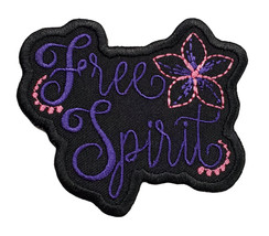 Free Spirit Purple Text Embroidered Iron On Patch 3.3&quot; x 2.75&quot; Inspiration Hippi - £6.19 GBP