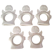 Lot 5 Vintage Christmas Angel Napkin Ring Glossy Metallic White 1979 Sta... - £15.19 GBP