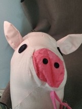 Pink Pig Fancywork Friends Stitched Vintage Large Riding Stick Rare 70s-80s Toy - £9.80 GBP