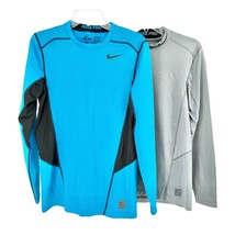 Pair of Nike Pro Dri-Fit Shirt Mens M Long Sleeve High Neck 1 Blue Black 1 Gray - £14.76 GBP