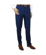 Mens Mantoni Flat Front Trousers Wool Super 140s Classic Fit 40901 French Blue - $99.99