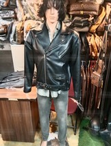 New Men real black leather jacket sheepskin winter biker motorcycle jacket 67 - £90.72 GBP+