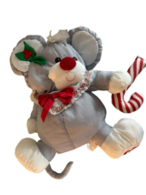Vintage 1987 Puffalumps Christmas Mouse - 11&quot; Gray Nylon Plush - Fisher Price - £12.76 GBP