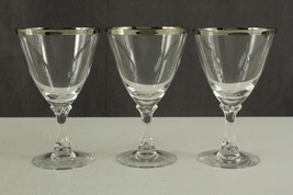 Vintage 3PC Lot WEDDING RING Pattern FOSTORIA Water Goblet Glasses 6.25&quot;... - $26.50