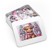 Jigsaw Puzzle in Tin, Christmas, Highland Cow, Personalised/Non-Personalised, aw - £28.22 GBP+