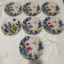 Haven And Key Bluebonnet Butterfly Melamine Dinner Plates Set of 7 - £32.87 GBP