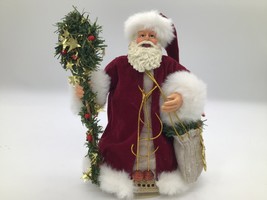 UNBRANDED Santa Claus Tree Topper Burgundy Robe White Fur 9&quot; Christmas D... - $11.88