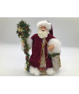 UNBRANDED Santa Claus Tree Topper Burgundy Robe White Fur 9&quot; Christmas D... - $218.62 MXN